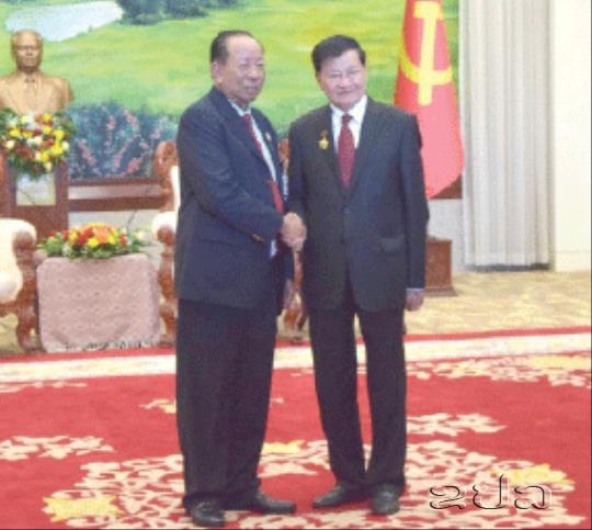 ສະຫາຍເລຂາທິການໃຫຍ່ ພັກ ປປ ລາວ ຕ້ອນຮັບປະທານພັກປະຊາຊົນ ກຳປູເຈຍ