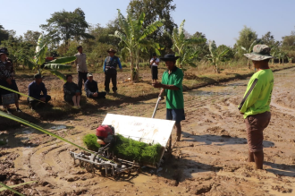 Rice Farmers’ Groups Receive Rice Transplanters in Attapeu