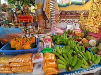 Vibrant Atmosphere for Offerings During Lao New Year