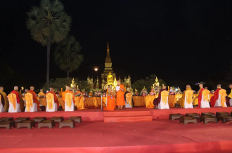 Buddhist Delegations Hold World Peace Ceremony at That Luang Stupa